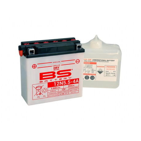 Batterie BS 12N5.5-4A conventionnelle livrée avec pack acide