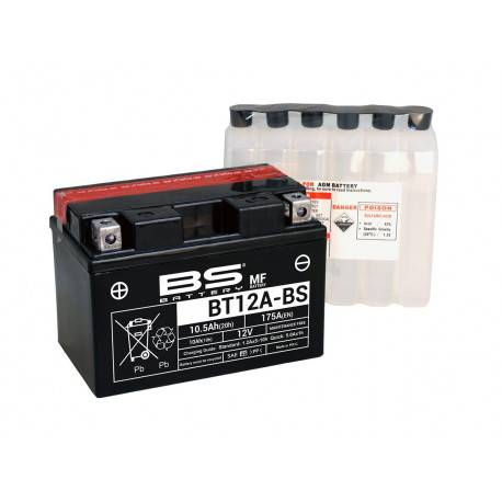 Batterie BS BT12A-BS sans entretien livrée avec pack acide