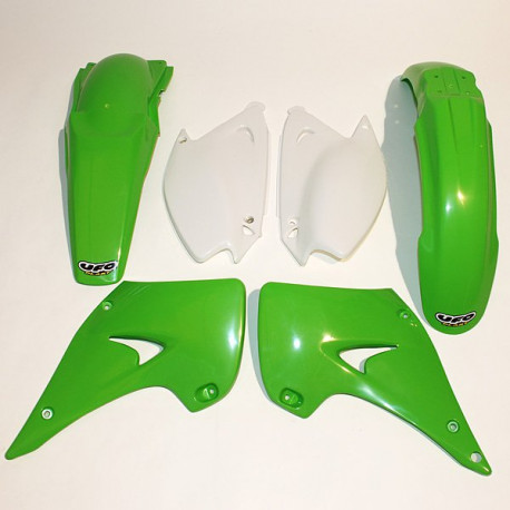 Kit plastiques UFO couleur origine vert/blanc Kawasaki KX125/250 