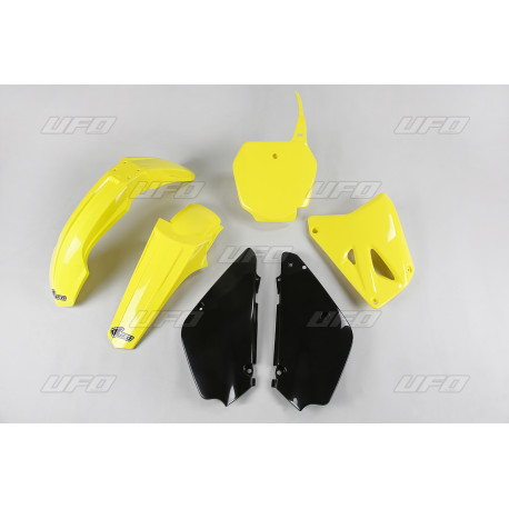 Kit plastiques UFO restylé OEM 17 jaune/noir Suzuki RM85