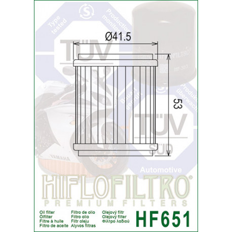 Filtre à huile Hiflofiltro HF651 KTM 