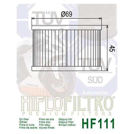 Filtre à huile Hiflofiltro HF111 Honda 