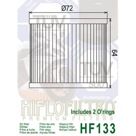 Filtre à huile Hiflofiltro HF133 Suzuki 