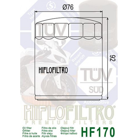 Filtre à huile Hiflofiltro HF170B noir Harley Davidson 