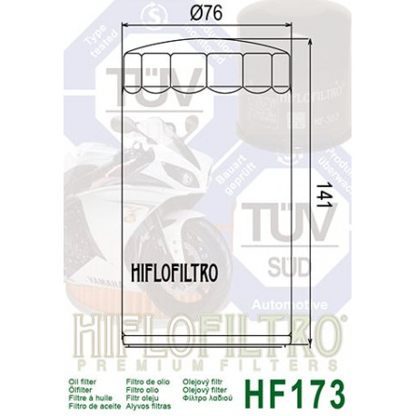 Filtre à huile Hiflofiltro HF173C chrome Harley Davidson 