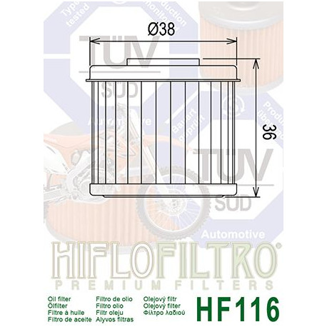 Filtre à huile Hiflofiltro HF116