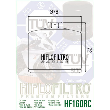 Filtre à huile HIFLOFILTRO Racing HF160RC