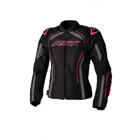 Veste femme RST S1 Mesh CE textile - noir/rose fluo taille XL