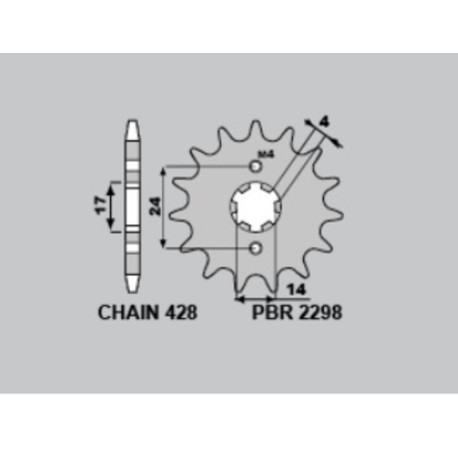 Pignon PBR acier standard 2298 - 428